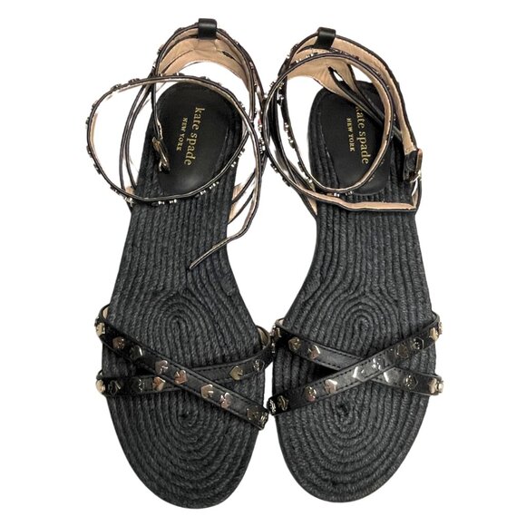 🆕 Kate Spade New York Mai Tai Flat Sandals Black Size 9.5 New In Box - Picture 2 of 7